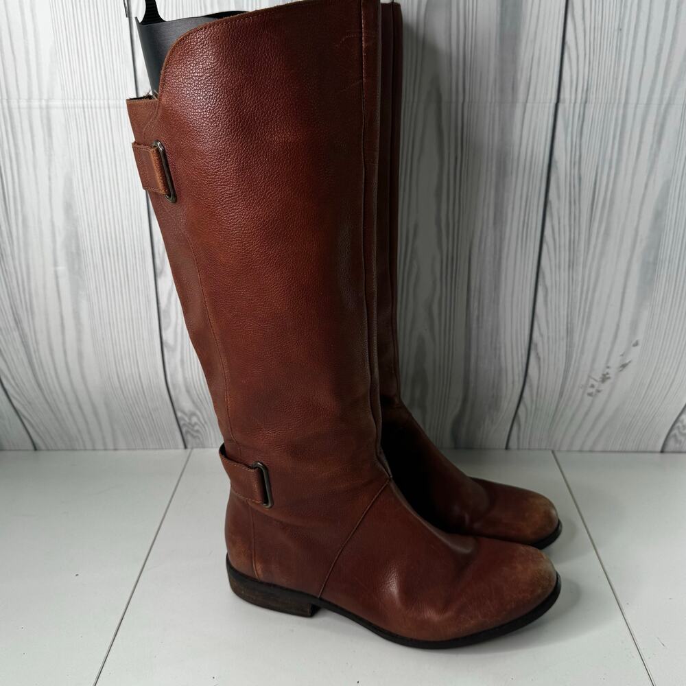 Ciao Bella Brown Pebble Leather Tall Buckle Riding Boots Size 8.5
